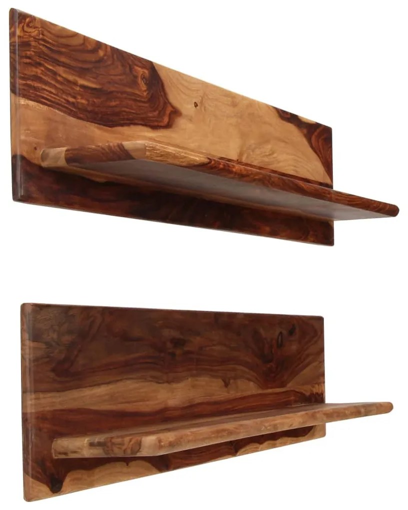 2 db tömör akácfából fali polc 118x26x20 cm