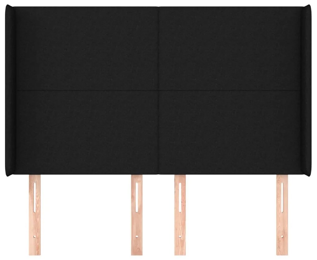 fekete szövet fejtámla szárnyakkal 147x16x118/128 cm