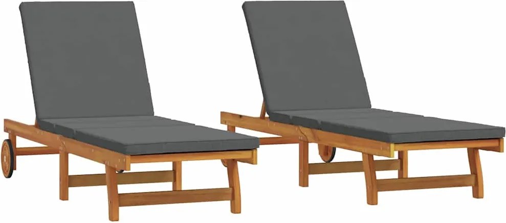 vidaXL Napozó 2-személy 2 pcs Barna Tömör Akácfa