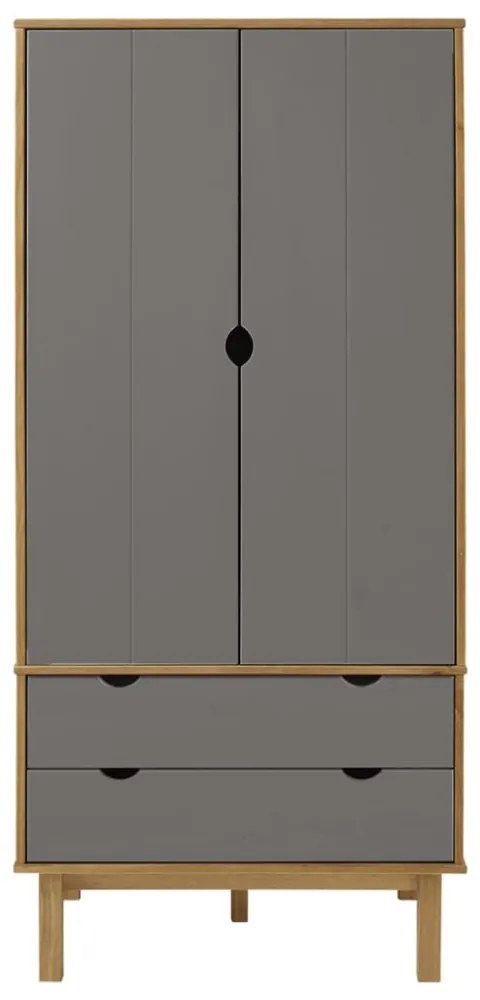 OTTA barna és szürke tömör fenyőfa gardrób 76,5 x 53 x 172 cm