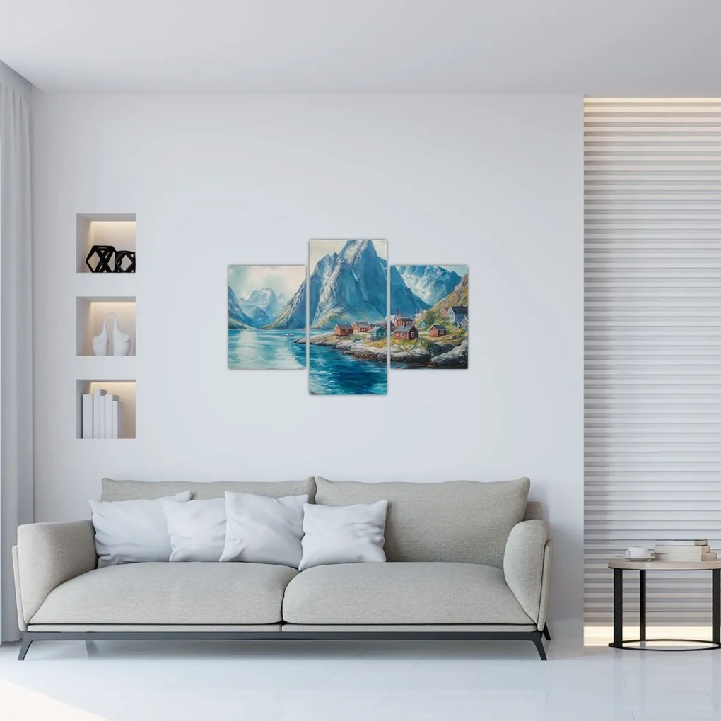 Kép - Norvég falu (90x60 cm)