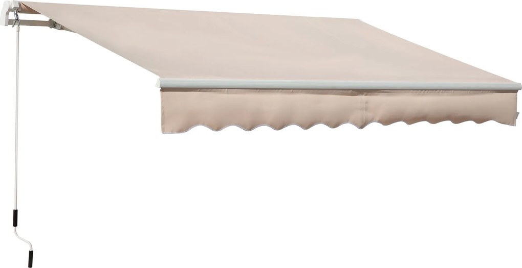Outsunny Manuális Összehúzható Napernyő 295x200 cm Erkélyre Fém Karral Vízálló és UV-álló Külső Rolós Napernyő Kertre, Teraszon, Ablakokhoz Beige | Ao