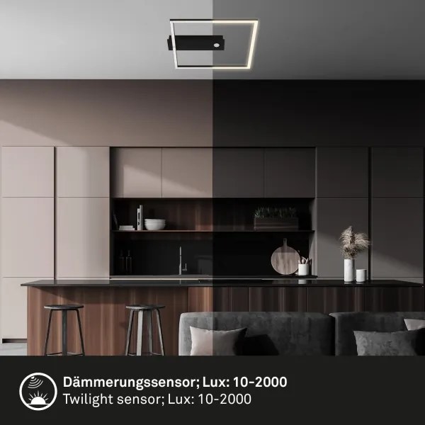 Briloner 3770-015 -LED Mennyezeti lámpa érzékelővel FRAME LED/14W/230V 3000K 32x30 cm fekete
