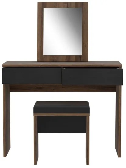 Sminkasztal JUNO + puff 45x29,6 cm barna/fekete