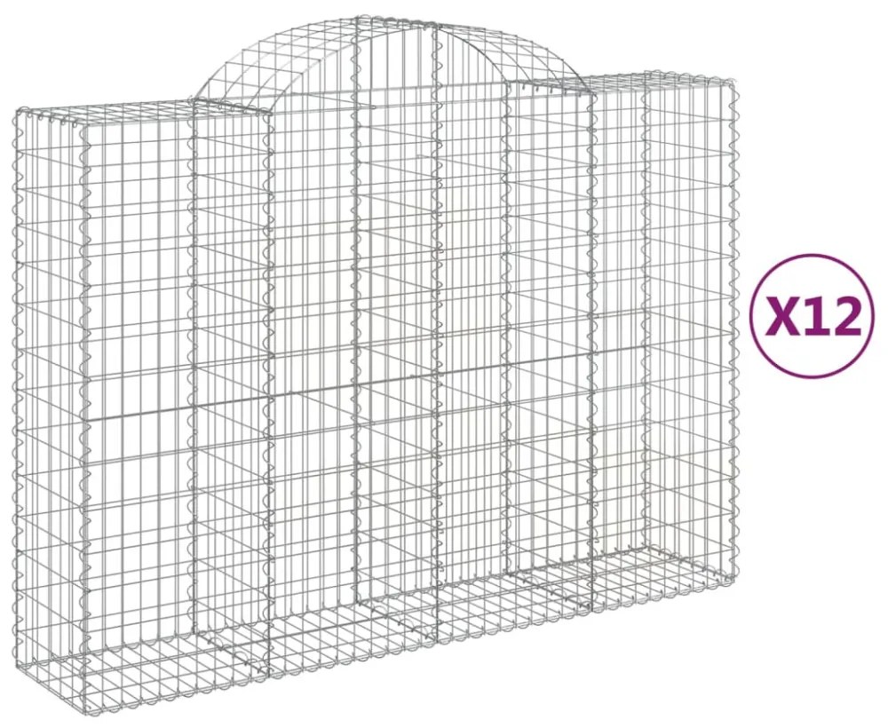 12 db íves horganyzott vas gabion kosár 200x50x140/160 cm
