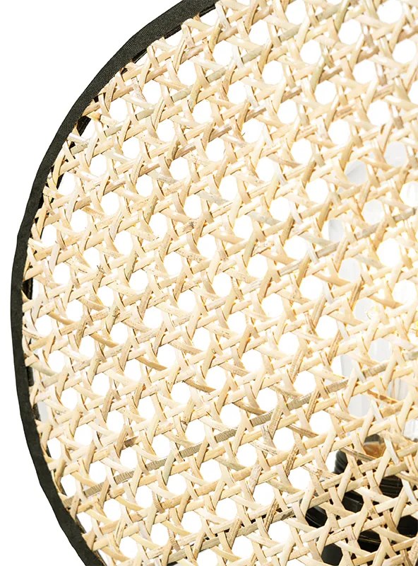 Rusztikus asztali lámpa fekete rattannal 25 cm - Kata