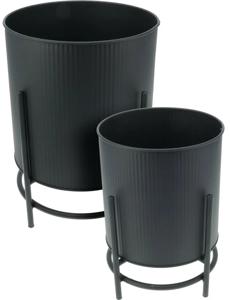 Celano fém virágállvány-készlet, fekete, 2 db