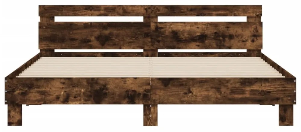 füstös tölgy színű ágykeret fejtámlával és LED-del 180 x 200 cm