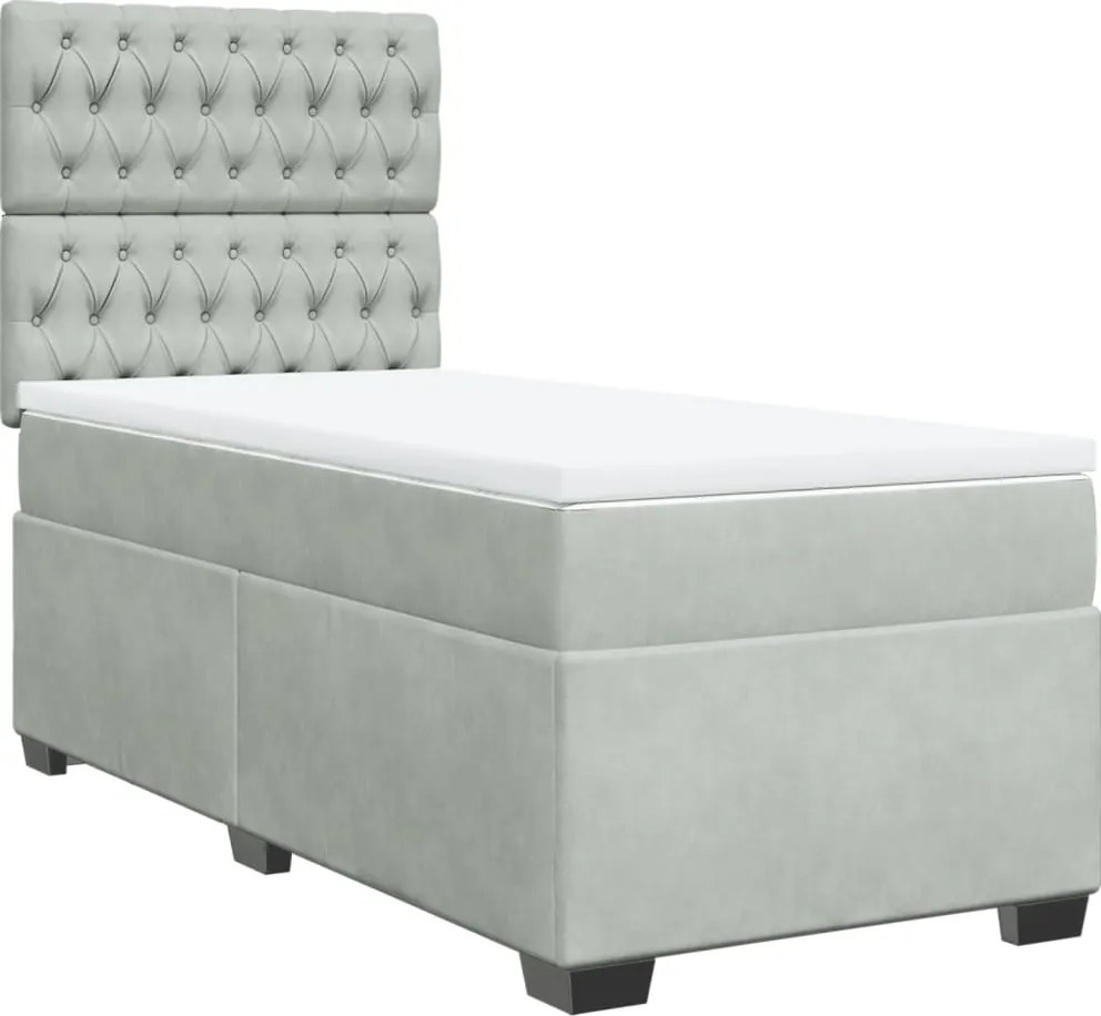 vidaXL világosszürke bársony rugós ágy matraccal 90x190 cm