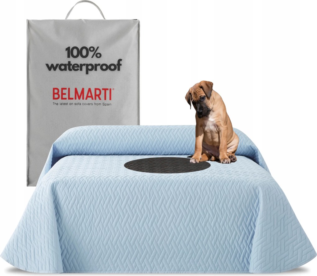 Ágytakaró vízálló teflon 230 x 270 cm kék steppelt ágytakaró