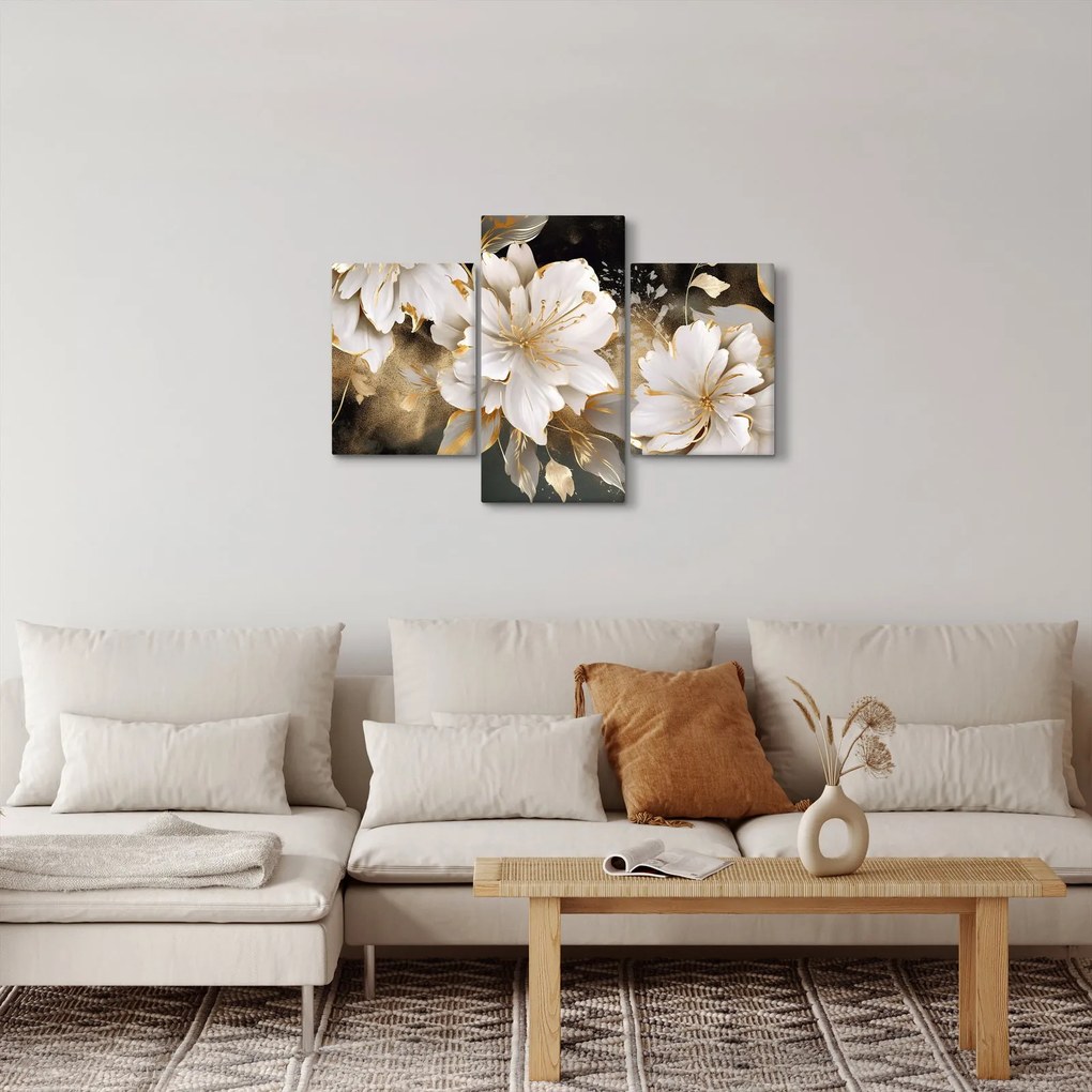 Kép - Virágok aranyban (90x60 cm)