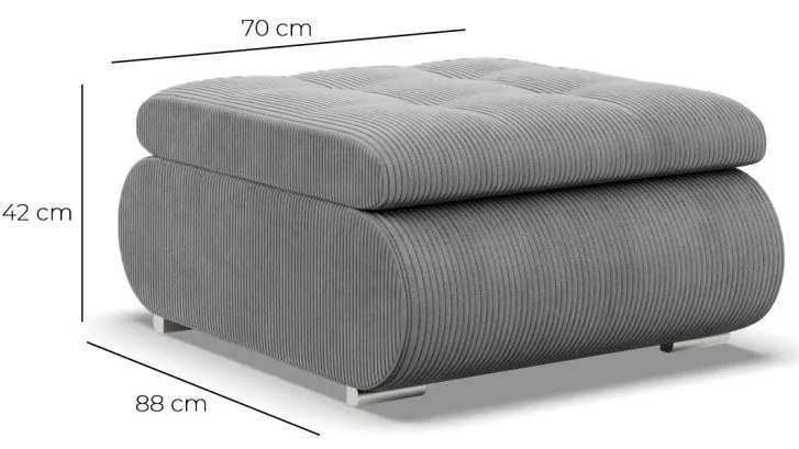 Tokio puff, kordbársony, szürke