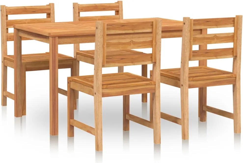 vidaXL 5 részes tömör tíkfa kerti étkezőgarnitúra