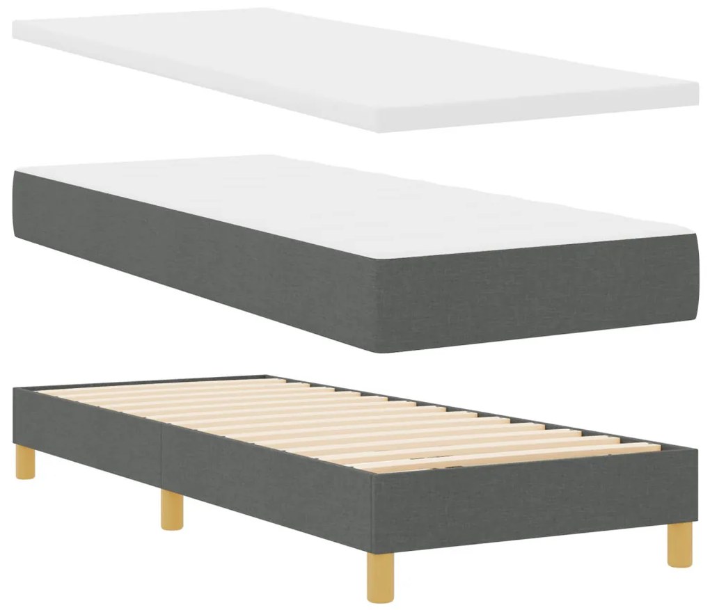 Boxspring Ágy Matraccal Sötétszürke Színben, 80x200 cm, Szövet