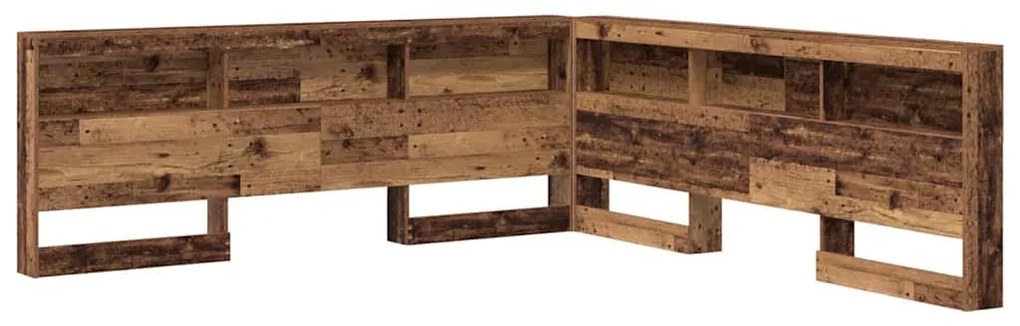 Tároló fejtámla polcokkal fejtámlával Régi fa 200 cm Faanyag
