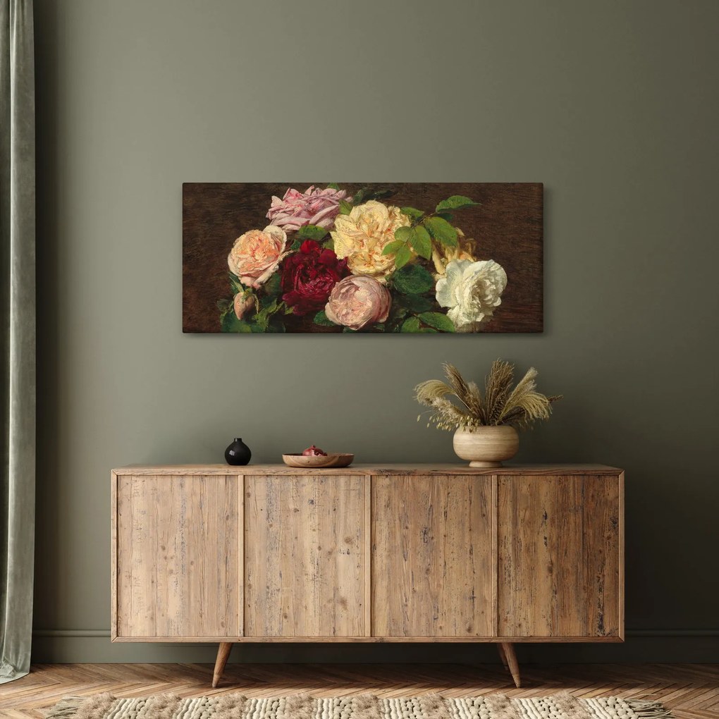 Kép - Henri Fantin-Latour, Roses de Nice on a Table, reprodukciók (120x50 cm)