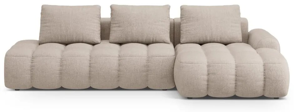 Világosbarna kinyitható-tárolóhelyes sarokkanapé (jobb oldali-heverő résszel) Linz – Cosmopolitan Design