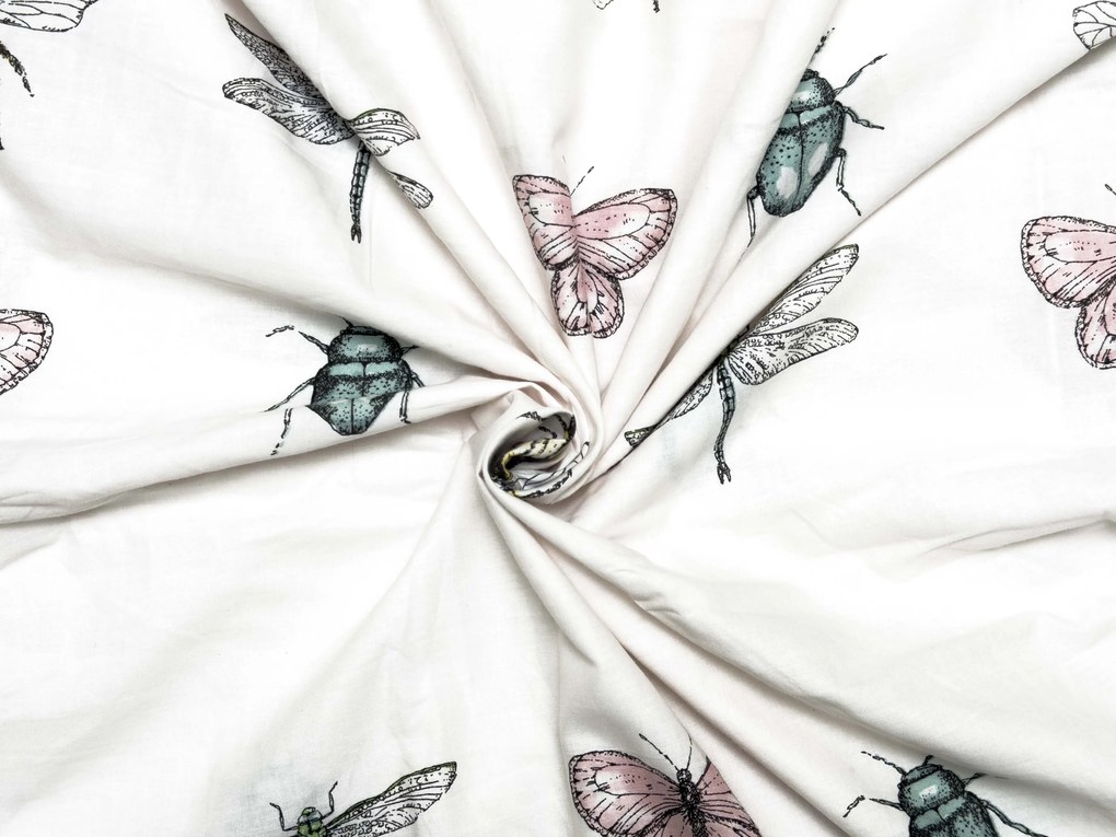 Pamut ágynemű kiságyhoz TINY WINGS fehér Ágyneműhuzat mérete: 45 x 65 cm | 90 x 135 cm