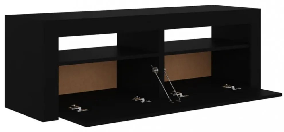 fekete TV-szekrény LED-lámpákkal 120 x 35 x 40 cm