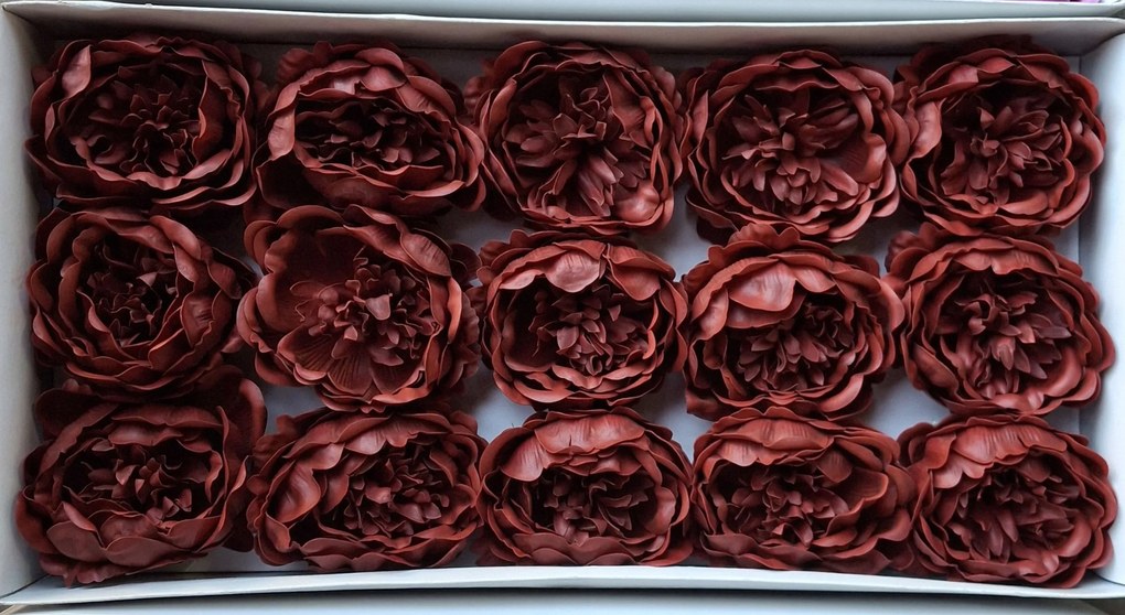 Peonie szappanvirágok 15 db-os elegáns esküvői dekoráció valentin nap bordó