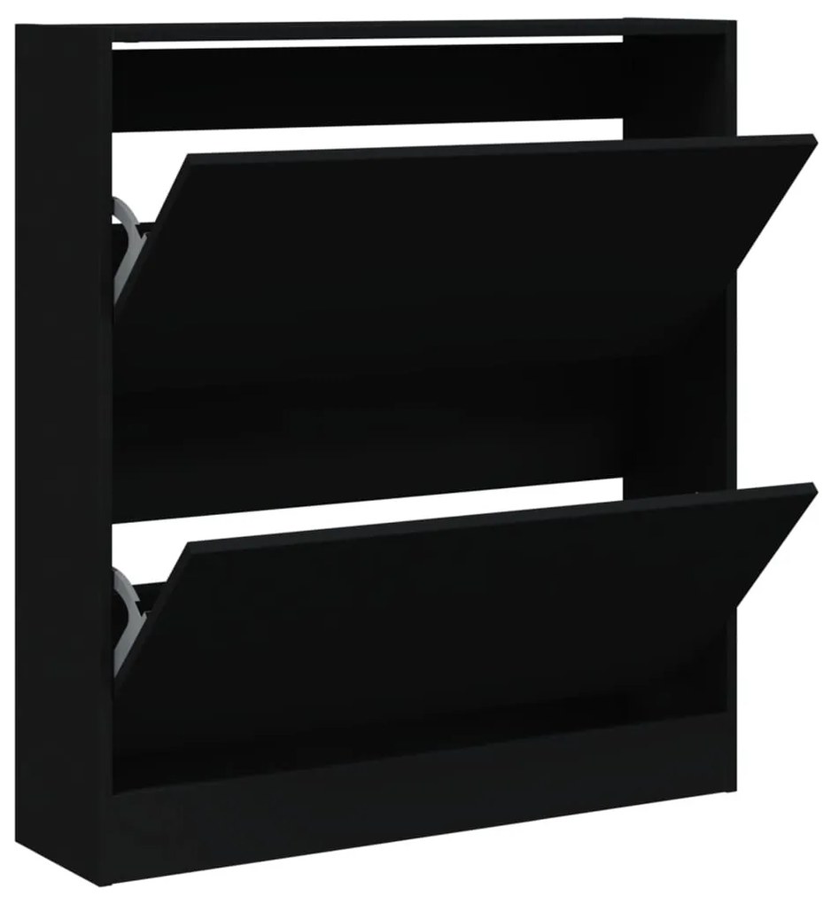 fekete szerelt fa cipőszekrény 80 x 21x 87,5 cm