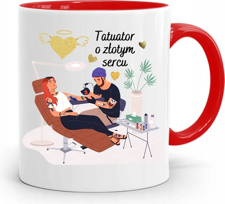 Tetoválóknak Tetováló Bögre Piros Ajándék fényképes nyomtatással