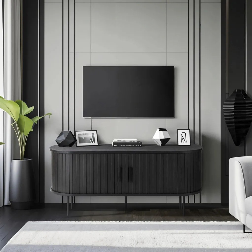 TV-szekrény 120 cm, fekete TRISH