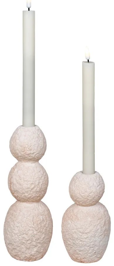 Gyertyatartó, cement, natúr, 2db