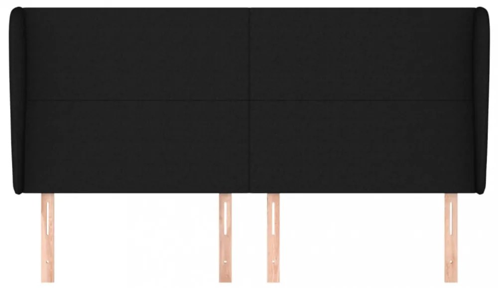 fekete szövet fejtámla szárnyakkal 203x23x118/128 cm