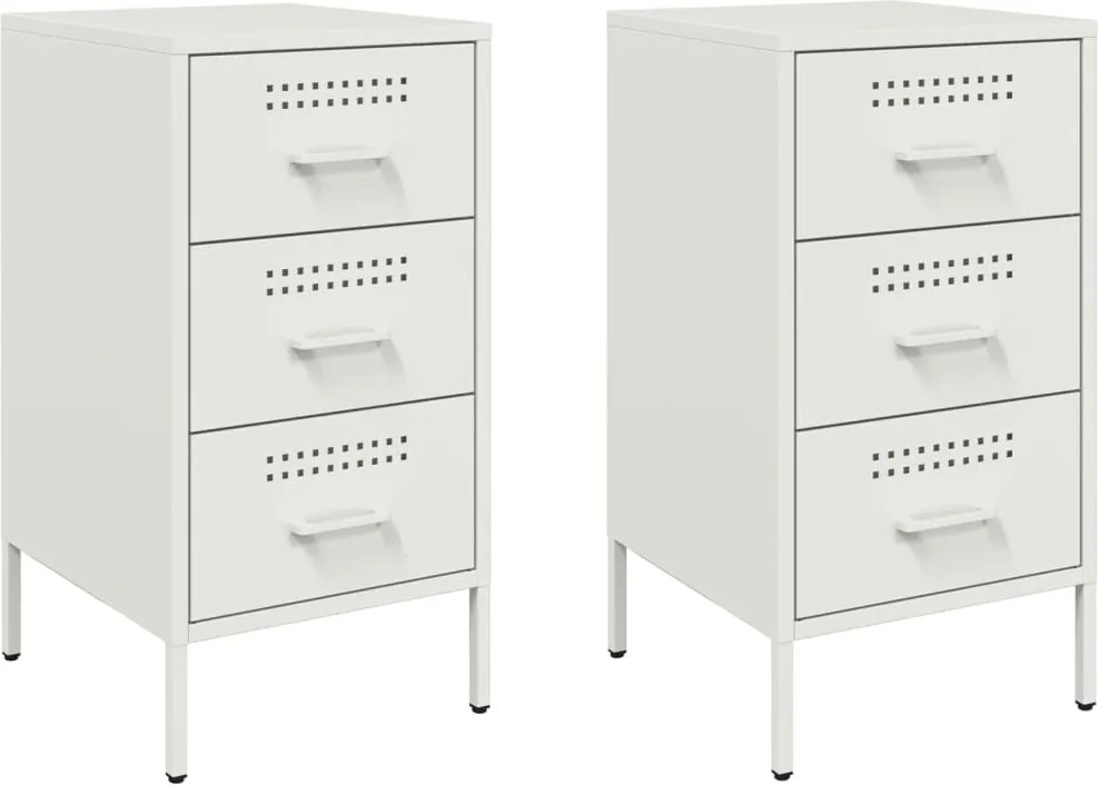 vidaXL 2 db fehér acél éjjeliszekrény 36 x 39 x 68 cm
