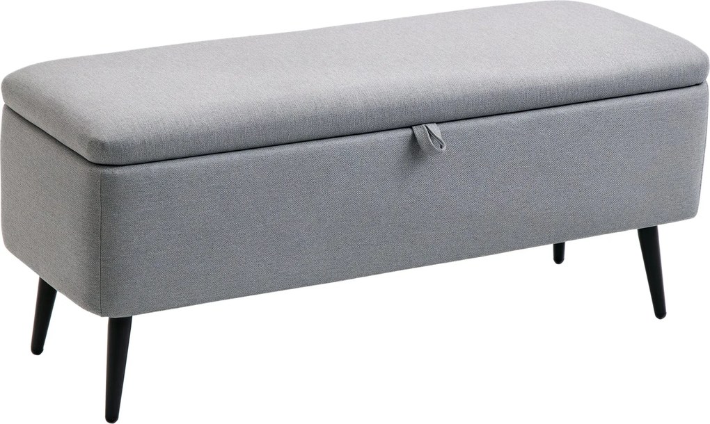 HOMCOM Tároló Pad, Kárpitozott Pad Tárolóval, Vászonhatású, Ágy Padacél Lábakkal, Nappaliba, Előszobába, Hálószobába, max. 150 kg teherbírás, 101 x 38