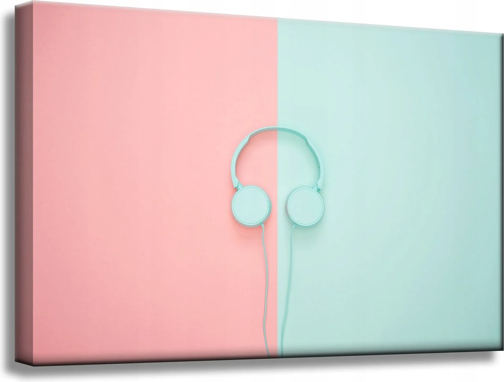 Vászonkép Zene Fejhallgató Kétszínű Pasztell színek 60x40