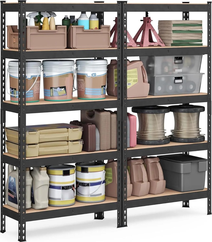 SONGMICS 5 szintes polcrendszer készlet 2 db-os,  30×75×150 cm, fekete