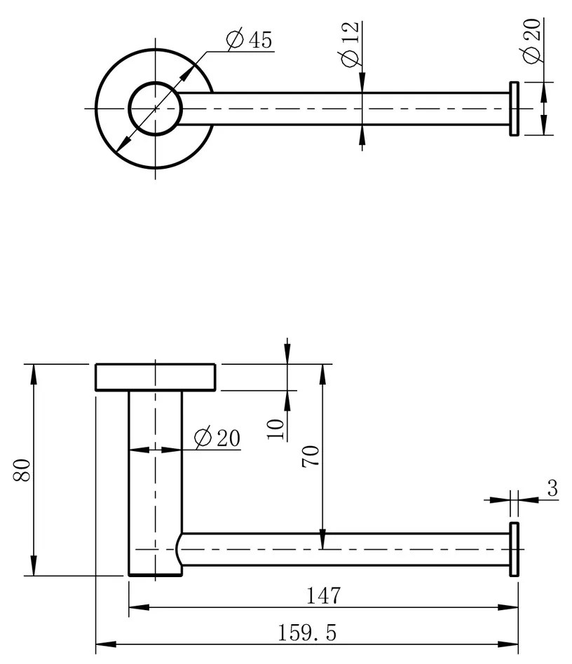 Sapho XR723B X-Round WC-papír tartó, fedél nélkül,fekete