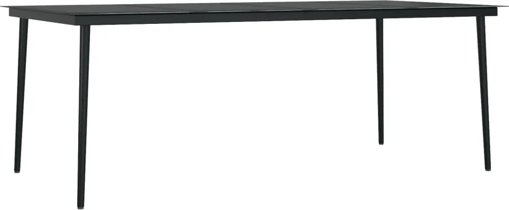 vidaXL fekete acél és üveg kerti étkezőasztal 200 x 100 x 74 cm