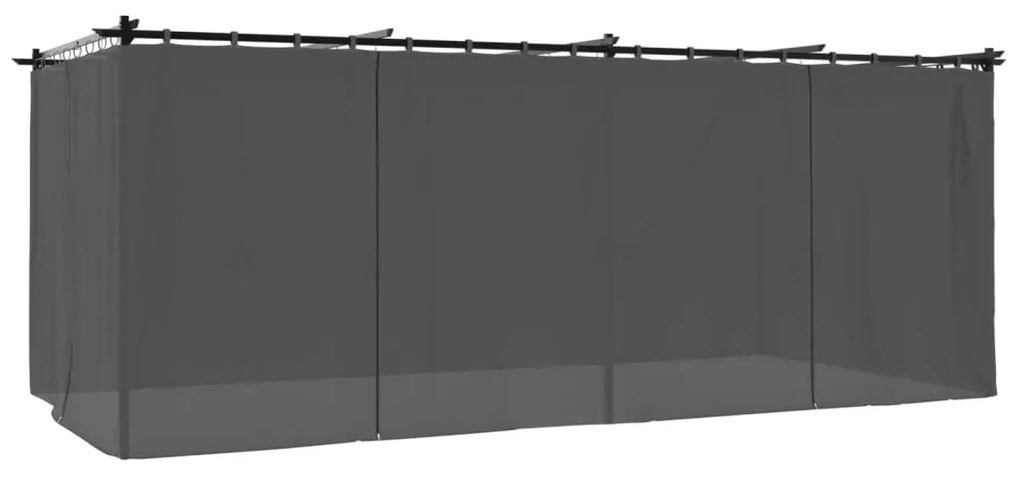 antracitszürke acél pavilon függönyökkel 6 x 3 m