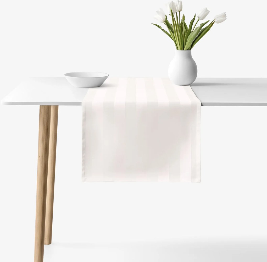 Goldea ünnepi damaszt asztali futó - krémszínű csíkos 50x120 cm