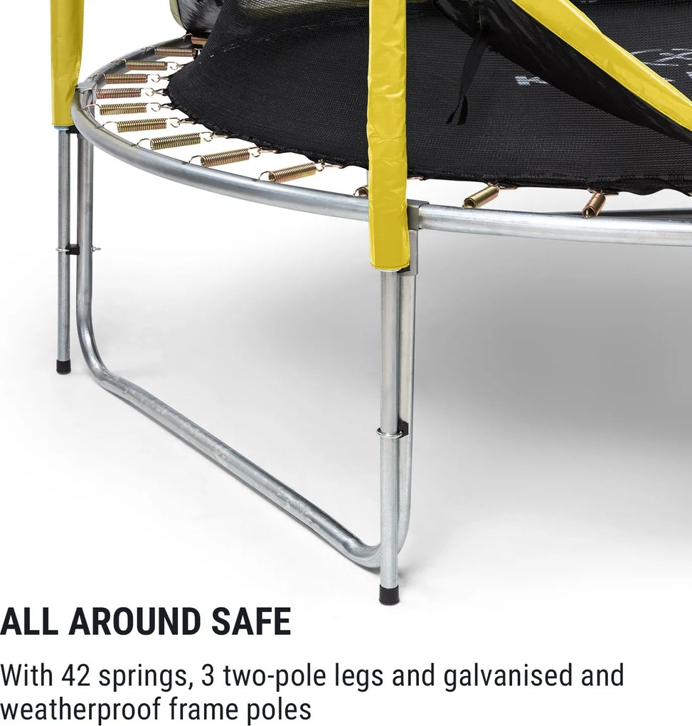 KLARFIT Jumpstarter, trambulin, 2,5 m Ø, háló 120 kg max., 195 cm Ø ugrófelület