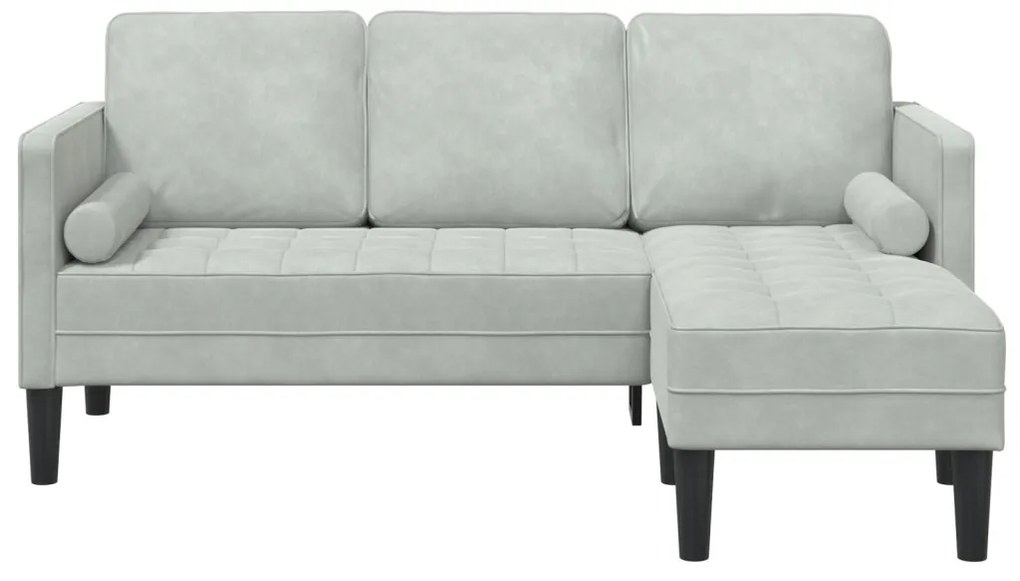 3-Fős Kanapé Chaise L alakú Világosszürke 160 cm Pamut
