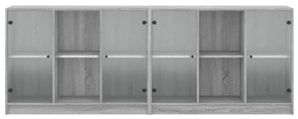 szürke sonoma szerelt fa könyvespolc ajtókkal 204x37x75 cm