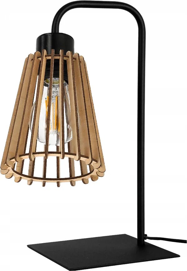 Asztali éjjeli lámpa Loft asztali lámpa Lámpabúra Fa led kapcsolóval E27