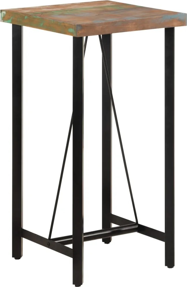 vidaXL tömör újrahasznosított fa és vas bárasztal 55 x 55 x 107 cm