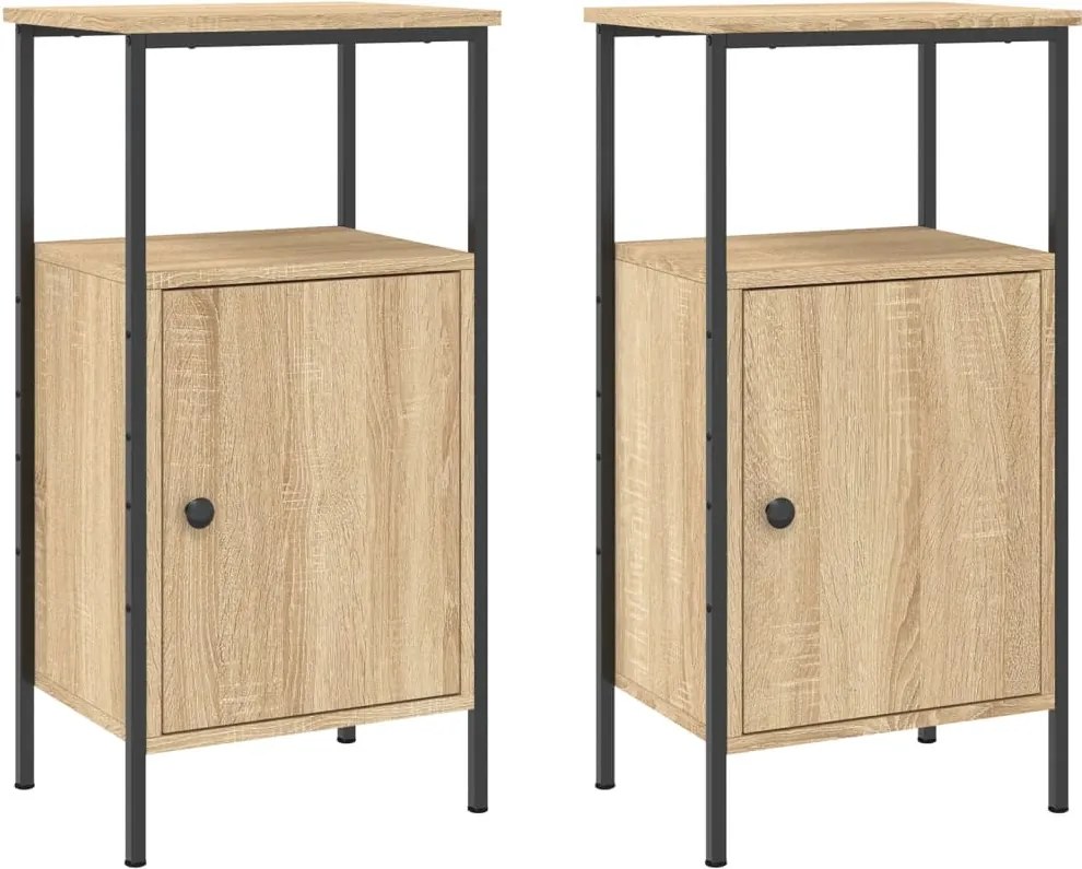 vidaXL 2 db sonoma tölgy színű szerelt fa éjjeliszekrény 41x31x80 cm