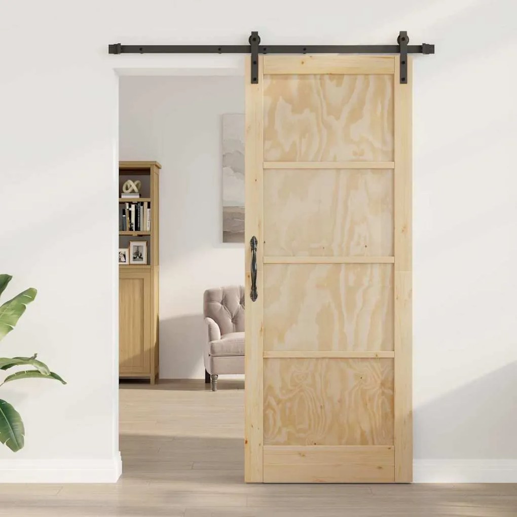 Csúszóajtó Természetes és fekete 83 x 211 cm
