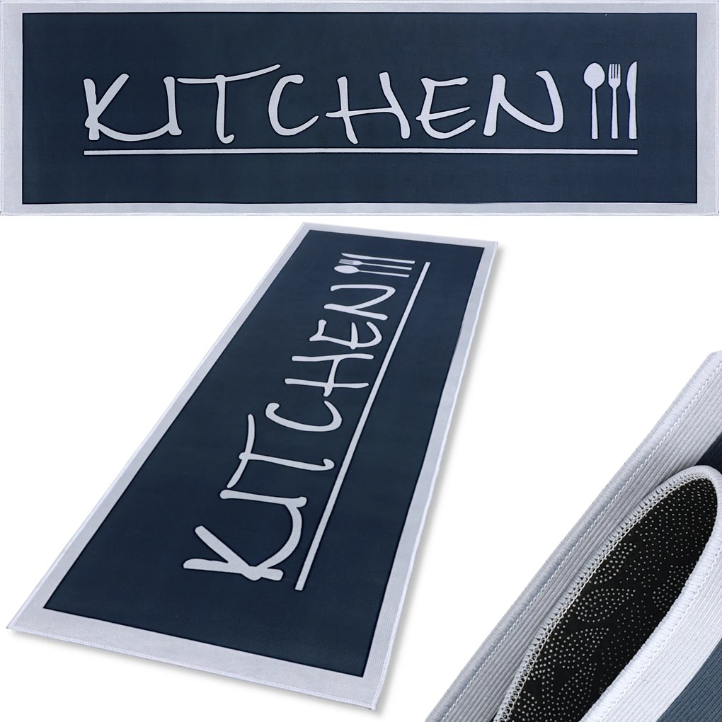 Konyhai Járólap Fekete 80X150 Konyhai Szőnyeg Szürke Kitchen Gumírozott