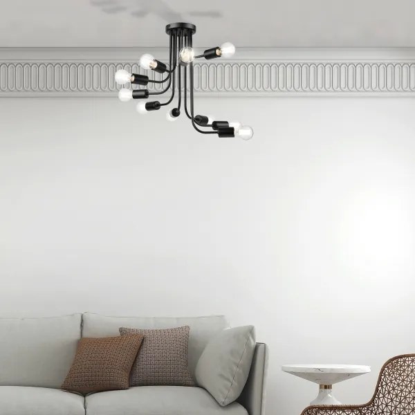 Felületre szerelhető csillár  TRINITY 10xE27/15W/230V fekete