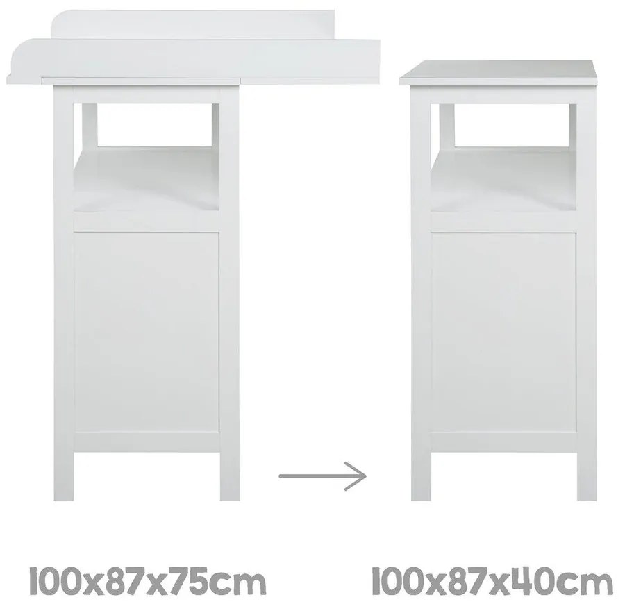 Fehér gyerek komód pelenkázó feltéttel 75x100x87 cm Hamburg – Roba