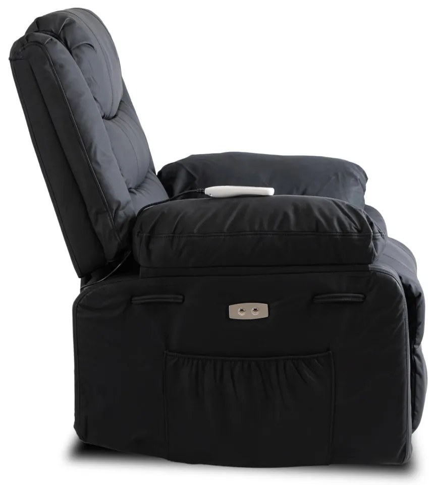 Elektromosan Vezérelhető Masszázsfunkciós Relaxfotel Fekete Színben. JASPER