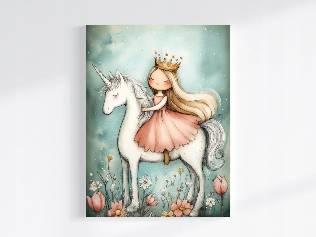 Vászonkép Canvas Mese Hercegnő Unikornis Fantázia 75x100