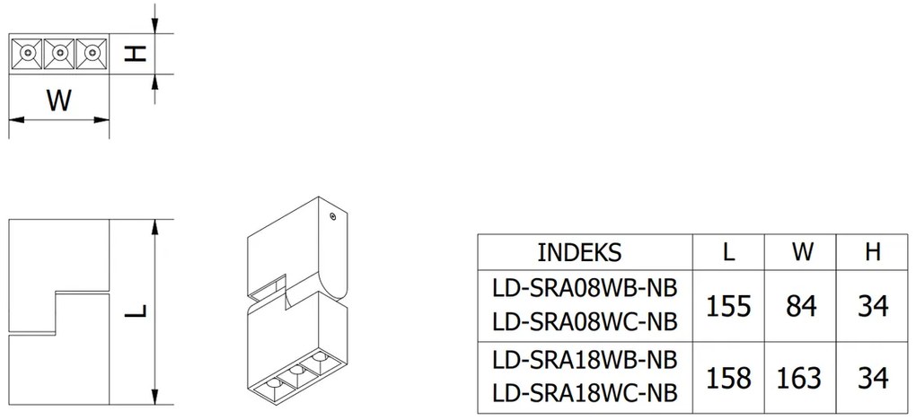 Lámpa Mennyezeti lámpatest SIERRA 18W 1620lm, AC220-240V, 50/60 Hz, PF>0,9, Ra≥80, IP20, IK08,4000K, 48°, fehér